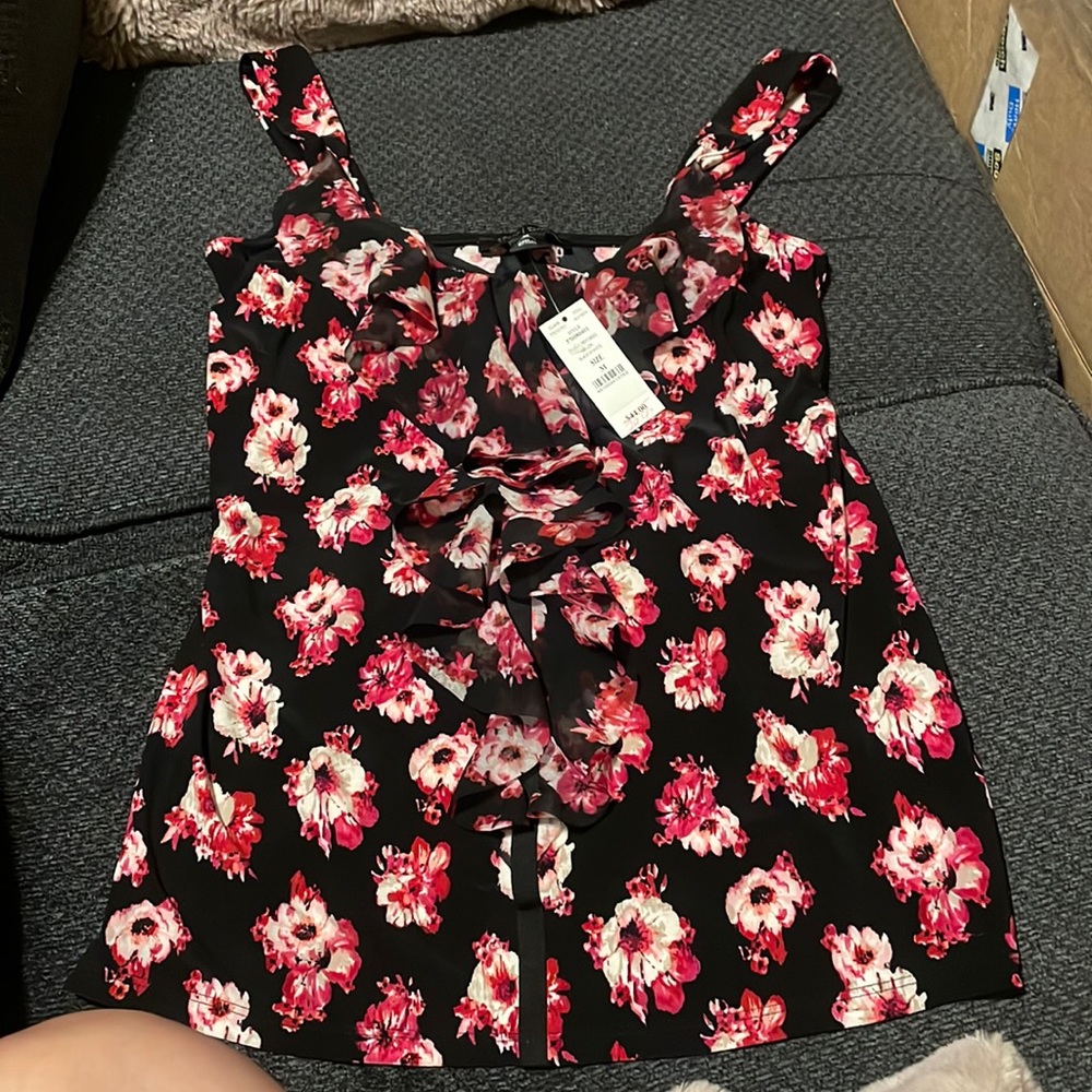 NWT WHBM Black and Pink Blouse